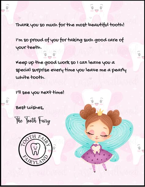 free editable tooth fairy letter